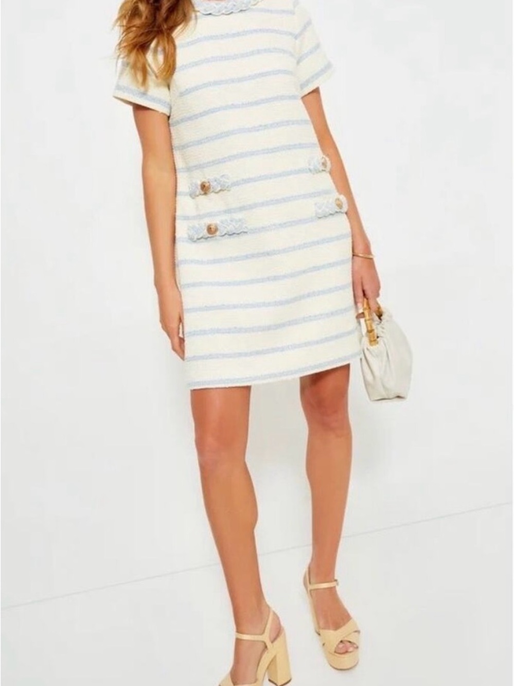 Size S, Tuckernuck Jackie Dress, White and Light Blue Striped